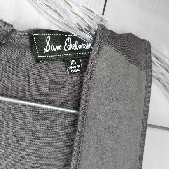 Sam Edelman Women Grey Faux Suede Laser Cut Out Hi-Low Tank Top Sz XS - Picture 4 of 13